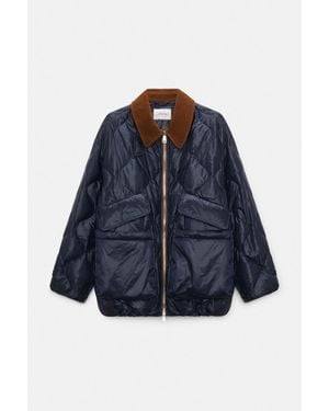 Dorothee Schumacher Down Jacket With Faux Leather Collar - Blue