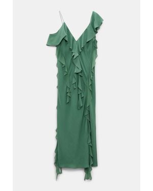 Dorothee Schumacher Silk Georgette Dress With Ruffles - Green