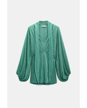 Dorothee Schumacher Tunika-Bluse aus Lurex-Jersey - Grün