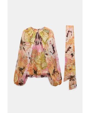 Dorothee Schumacher Signature Print Viscose Georgette Blouse And Scarf Set - White