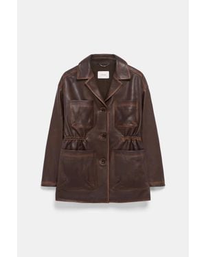Dorothee Schumacher Vintage Look Leather Jacket - Brown