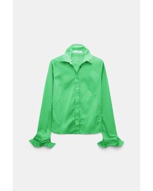 Dorothee Schumacher Slim-Fit Stretch Poplin Blouse With Memory Wire Details - Green