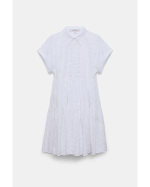 Dorothee Schumacher Short Dress Made From Broderie Anglaise With Ruffle Details - White