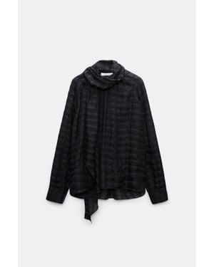 Dorothee Schumacher Semi-Sheer Cotton-Silk Check Blouse - Black