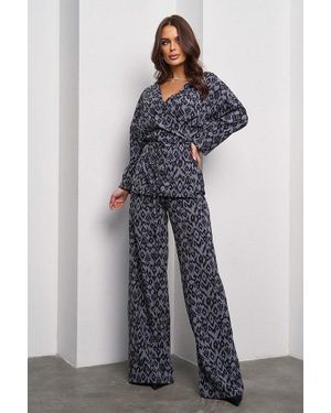 Issa Plus Day Damen Webset (Bluse & Hose) - Blau