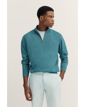 Bugatti Herren Stricktroyer Mit Stehkragen - Blau