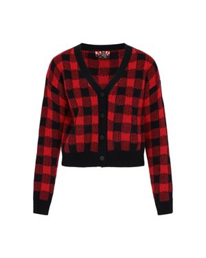 myMo Strickjacke Frauen Schwarz Dunkelrot