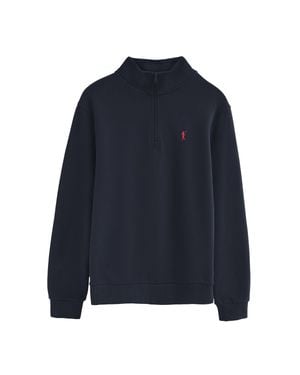 POLO CLUB Sweatshirt Marineblau Mit Hohem Zip-Kragen Und Rigby Go Stickerei