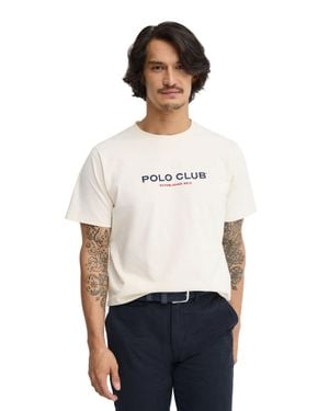 POLO CLUB Kurzärmliges T-Shirt Ecru Mit Established 2012 Stickerei - Weiß