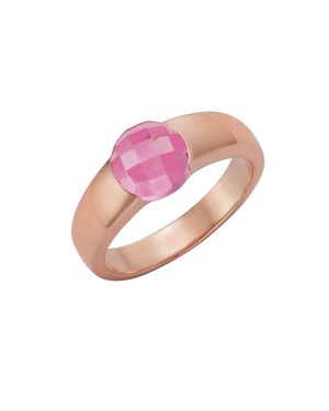Jamelli Ring Silber 925 Rosé-Vergoldet Mit Lavendel-Farbenen Quarz-Stein (Beh. - Pink