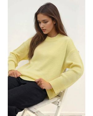 Hiccup Rundhals Gemütlicher Pullover - Gelb