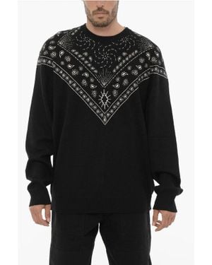 Marcelo Burlon Schwarzer Rundhalspullover Mit Bandana-Motiv