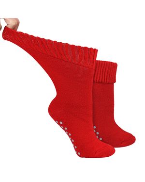 Dr.Socks Damen Extra Breit Winterbett-Socken Mit Grip - Rot