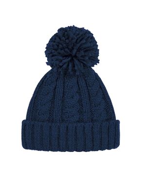 BEECHFIELD® Unsiex Bommelmütze Mit Zopfmuster, Für Erwachsene (Marineblau)