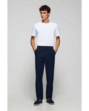 POLO CLUB Hose Cuba Aus Baumwollleinen Marineblau Mit Details