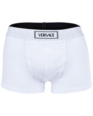 Versace Short Trunk Jersey Cotton Topekaelastic Canete Logo Boxershort - Weiß