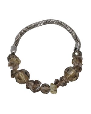 Steuer Modeschmuck Armband Stretch Silberfarben Mit Rauchquarz - Mettallic