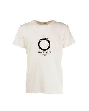 Trussardi Kurzarm-T-Shirt Mit Rundhalsausschnitt Und Logo-Aufdruck Für Herren - Weiß