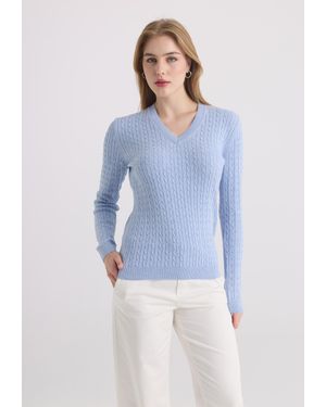Felix Hardy Pullover V-Ausschnitt-Pullover - Blau