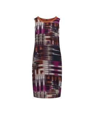 Conquista Satin Kleid Mit Geometrischem Print Und Kontrast-Ausschnitt - Lila
