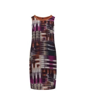 Conquista Satin Kleid Mit Geometrischem Print Und Kontrast-Ausschnitt - Lila
