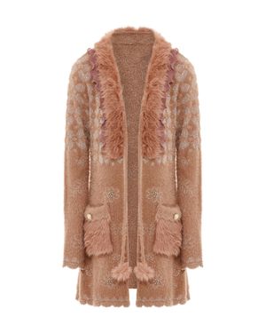 faina Strickjacke Damen Dunkelrosa Rosa - Braun