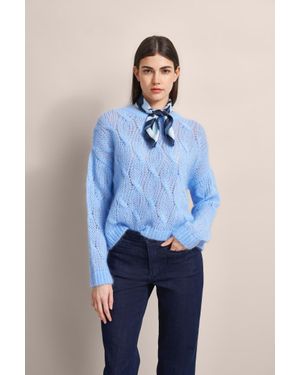 Bugatti Damen Pullover Mit Zopfmuster - Blau