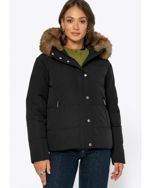 Wittchen Damen-Daunenjacke Mit Pelzkapuze, Schwarzes Polyester