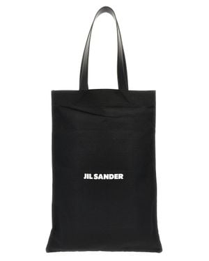 Jil Sander Extra große Tragetasche aus Segeltuch - Schwarz