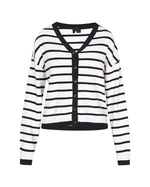 Dreimaster Strickjacke Frauen Marineblau, Weiße Streifen