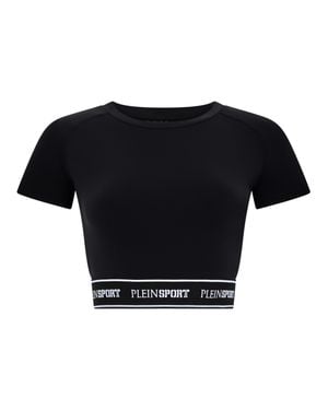 Philipp Plein Fleece Cropped T-Shirt - Schwarz
