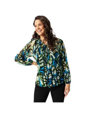 Biba Bluse Für Damen, Transparent (Schmetterling Grün)