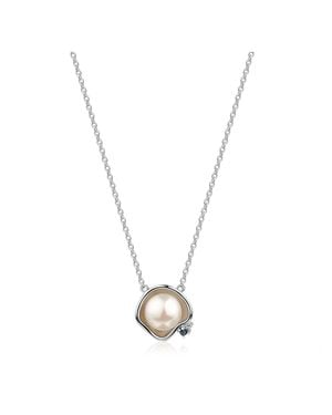 Zeeme Pearls Collier 925/- Sterling Perle Und Saphir - Mettallic