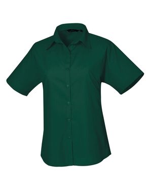 PREMIER Popeline-Kurzarmbluse Für Damen/Damen (Flaschengrün)