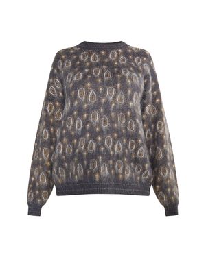Usha Strickpullover Damen Anthrazit Mehrfarbig - Grau
