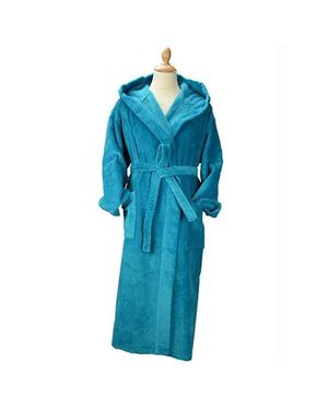 Artg "Deluxe" Morgenmantel Für Damen, Mit Kapuze, Velours (Tiefblau)