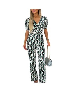 AX Paris Jumpsuit Für Damen, Mit Gürtel (Bunt) - Blau