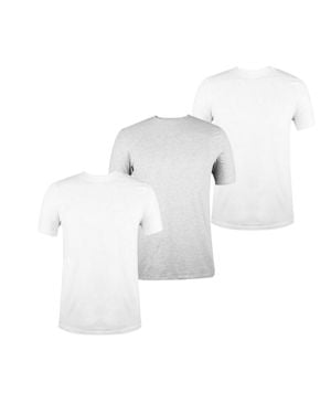 Donnay T-Shirt Für Herren, Rundhalsausschnitt (3Er-Pack) /Grau Meliert) - Weiß