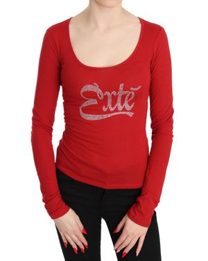 Exte Damen Rotes Verziertes Langarmoberteil