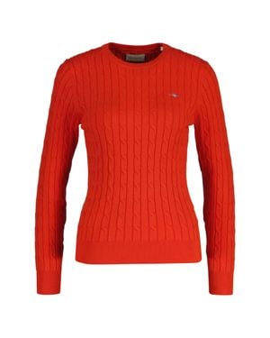 GANT Stretch Cotton Cable C-Neck Strickpullover - Rot