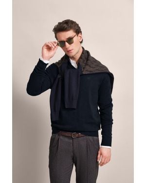 Bugatti Herren Pullover Mit V-Ausschnitt - Blau