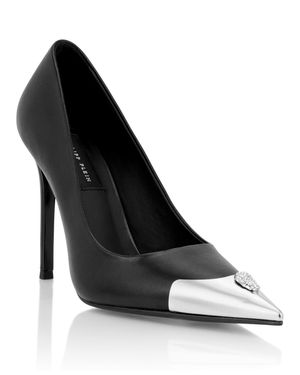 Philipp Plein Nappa Décolleté Hi-Heels Pump H105 Mit Skull Toe - Weiß