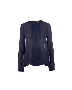 Conquista Durchsichtiges Top Im Ethno-Stil - Blau