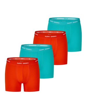 HAPPY SHORTS Herren Retro Boxer Neon 4-Pack Retroshorts, Vintage Boxer - Rot