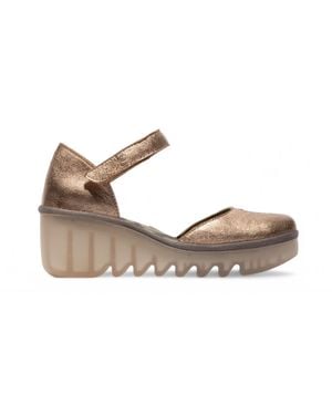 Fly London Damen Sahara Biso305Fly Keilsandalen Espadrille Stap Heels - Mettallic
