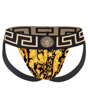 Versace Stretch Organic Jersey Barocco All Over New Logo Jockstrap - Mettallic