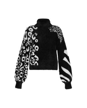 myMo Pullover Frauen Schwarz/Offwhite