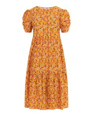 myMo Midi-Kurzarmkleid Damen Mehrfarbig - Orange