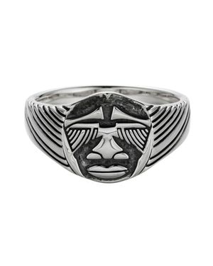 Caï Ring 925/- Sterling Oxidiert Maske Afrika - Grau
