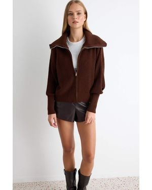 Trendyol Mi̇Lla Damen Braun Einfarbig Lang Oversize Cardigans